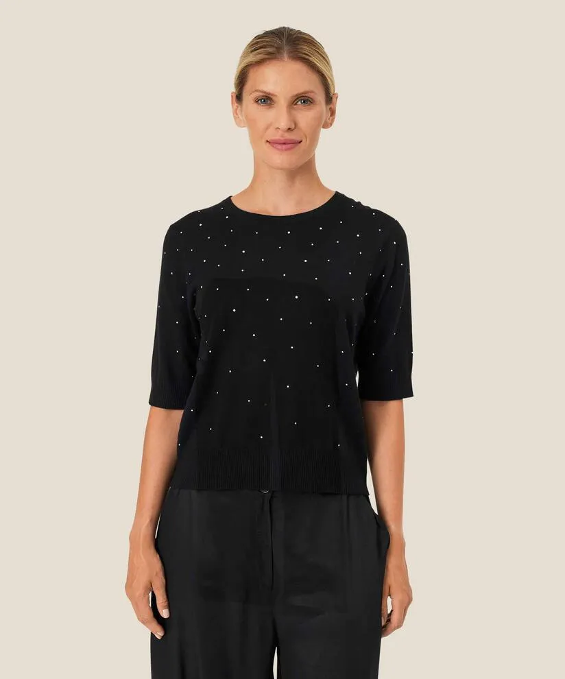 1009896 - MaFaldine  Rhinestone Top - Black