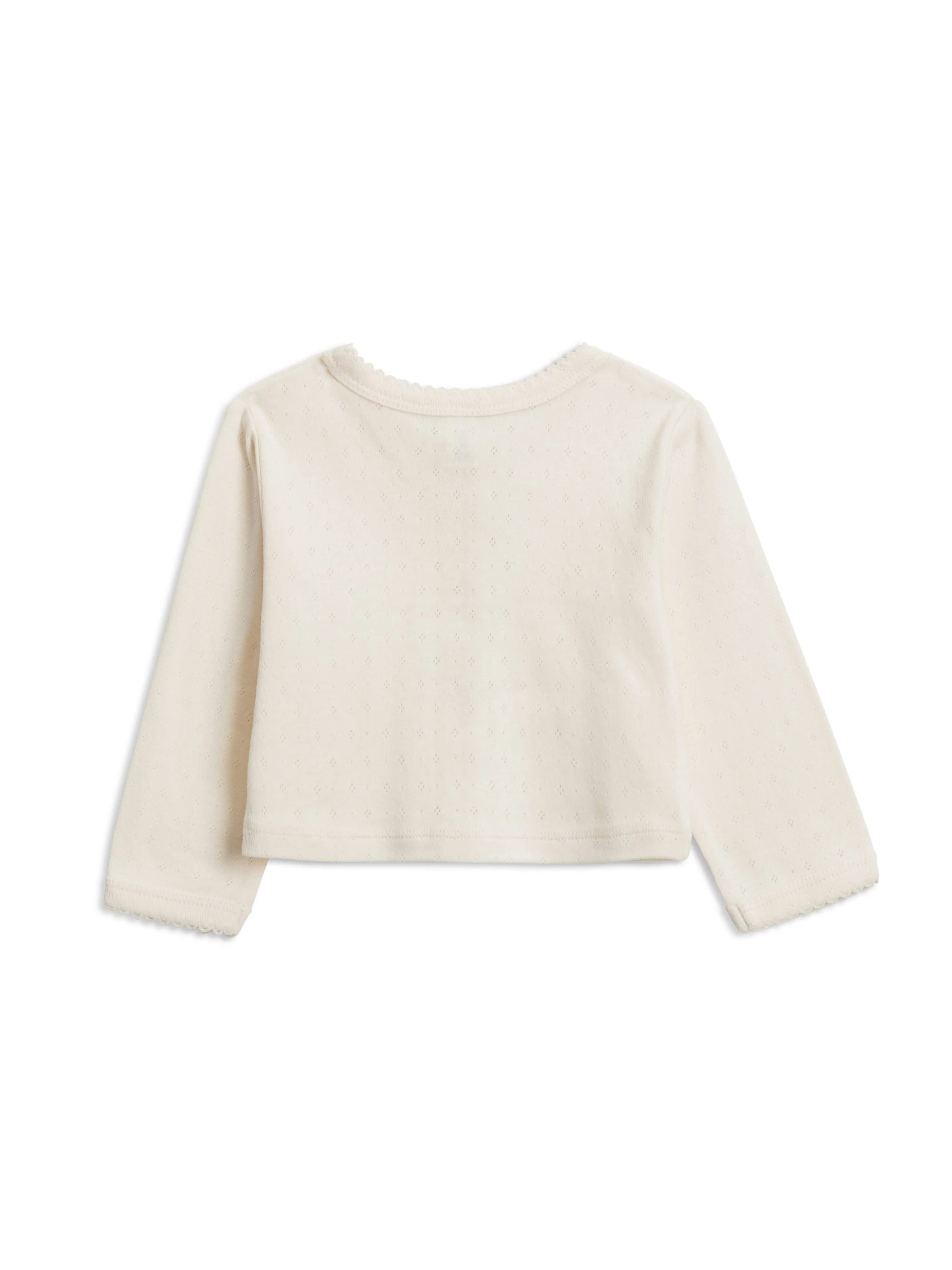 12-18 Months - Organic Baby Clara Pointelle Button-Down Cardigan - Ivory
