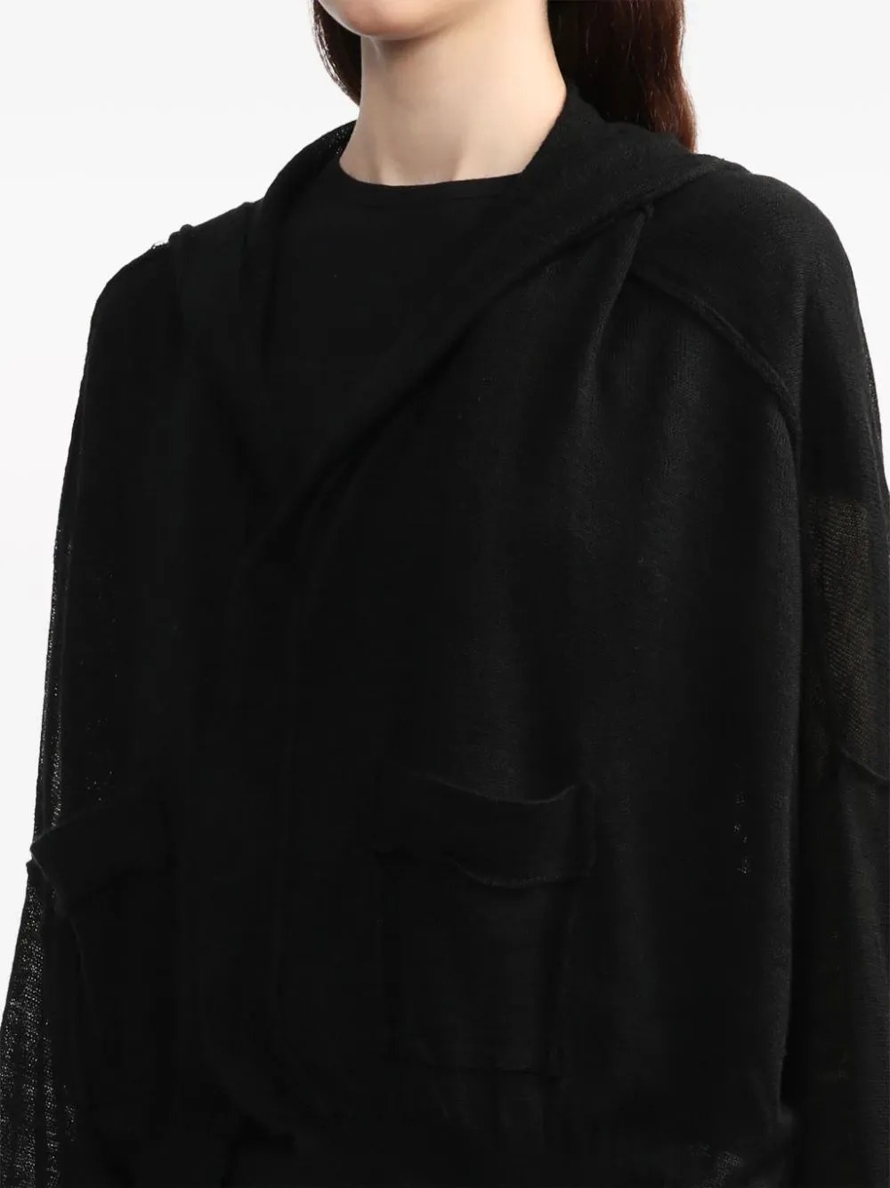 12G1P Jersey Cropped Hooded Knit Cardigan