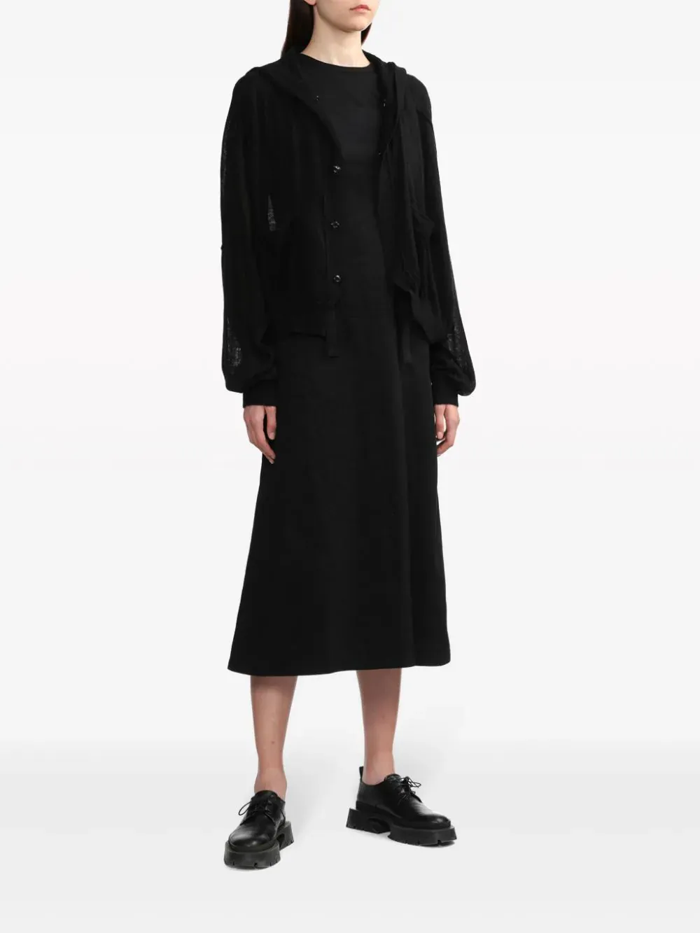 12G1P Jersey Cropped Hooded Knit Cardigan