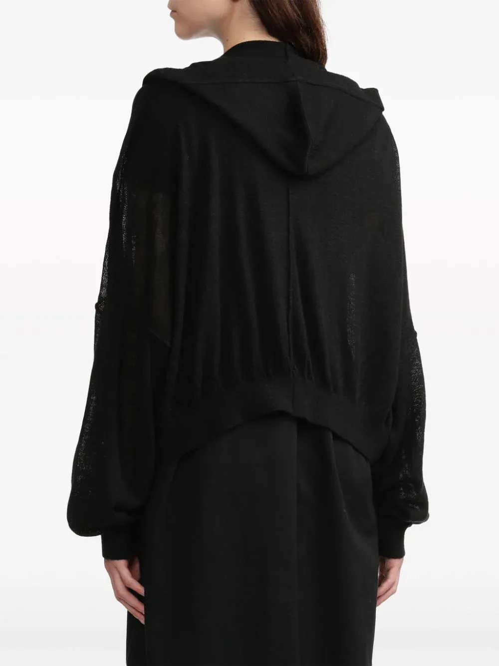12G1P Jersey Cropped Hooded Knit Cardigan