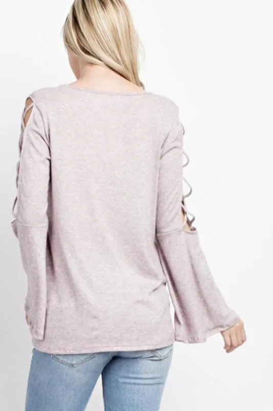 143 Two Tone Brushed Knit Top - Mauve