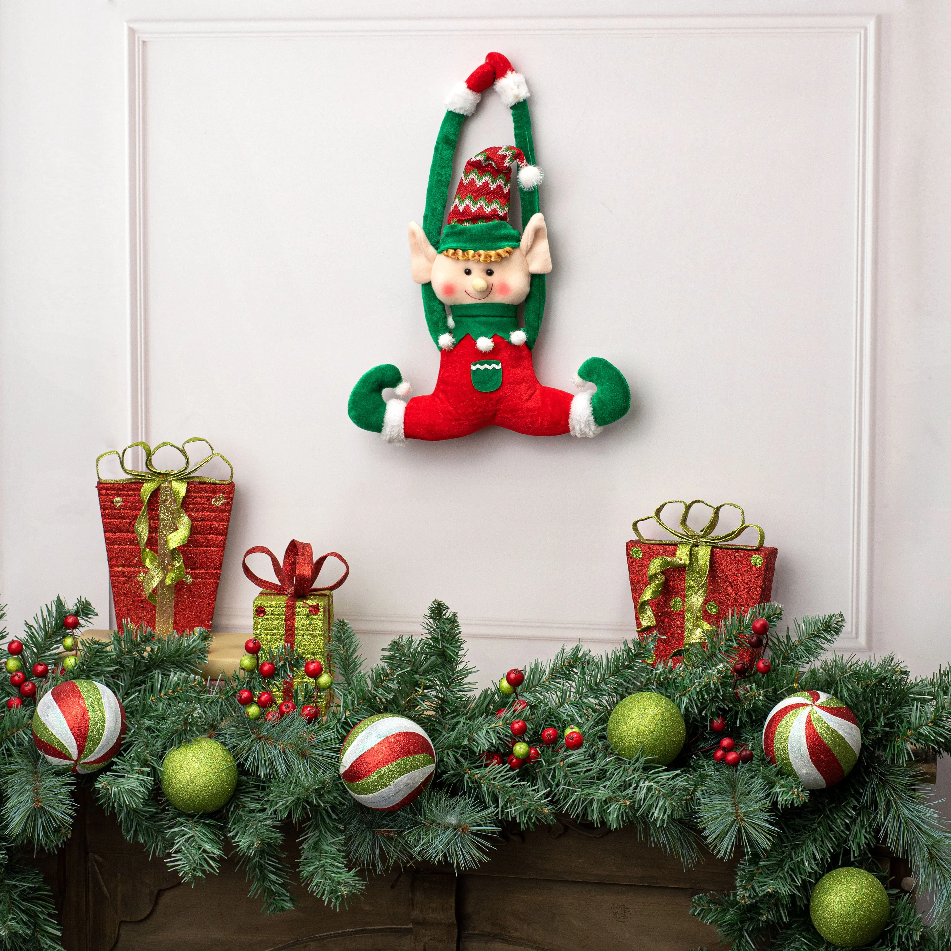 16" Holiday Elf Door Hanger: Red
