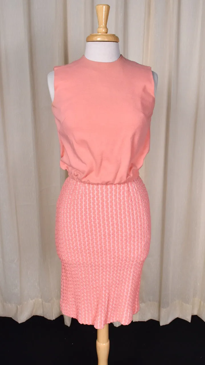 1960s Peach Knit 3pc Coat Dress Set