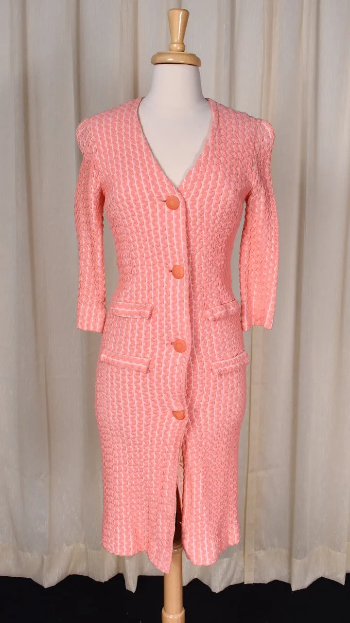 1960s Peach Knit 3pc Coat Dress Set