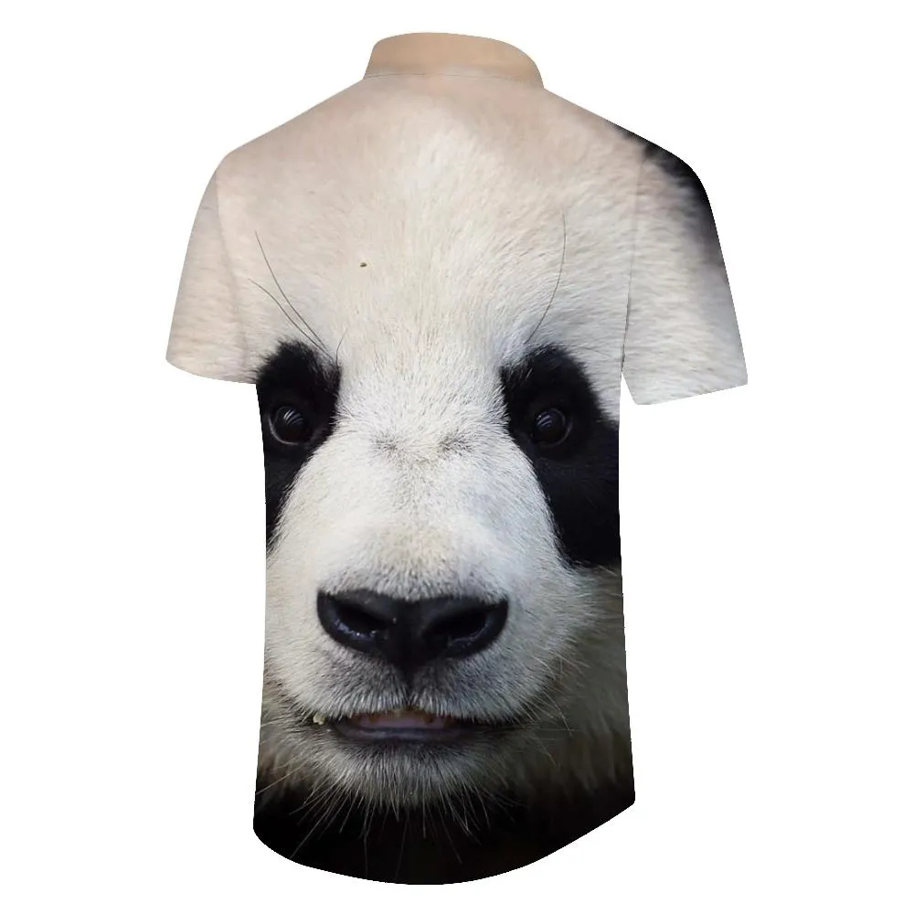 3D Printed Kawaii Panda Men Casual Fashion Streetwear Short Sleeve Lapel Comfortable Fashion Style Retro