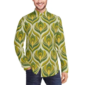 70s Clothing Men, 60s 70s style shirt, 70s Shirt Men, Green Damask Shirt, Hippie Shirt Men, Groovy Shirt Men, Retro Shirt Men, Boho Shirt