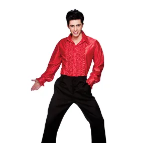 70's Disco Ruffle Shirt Red