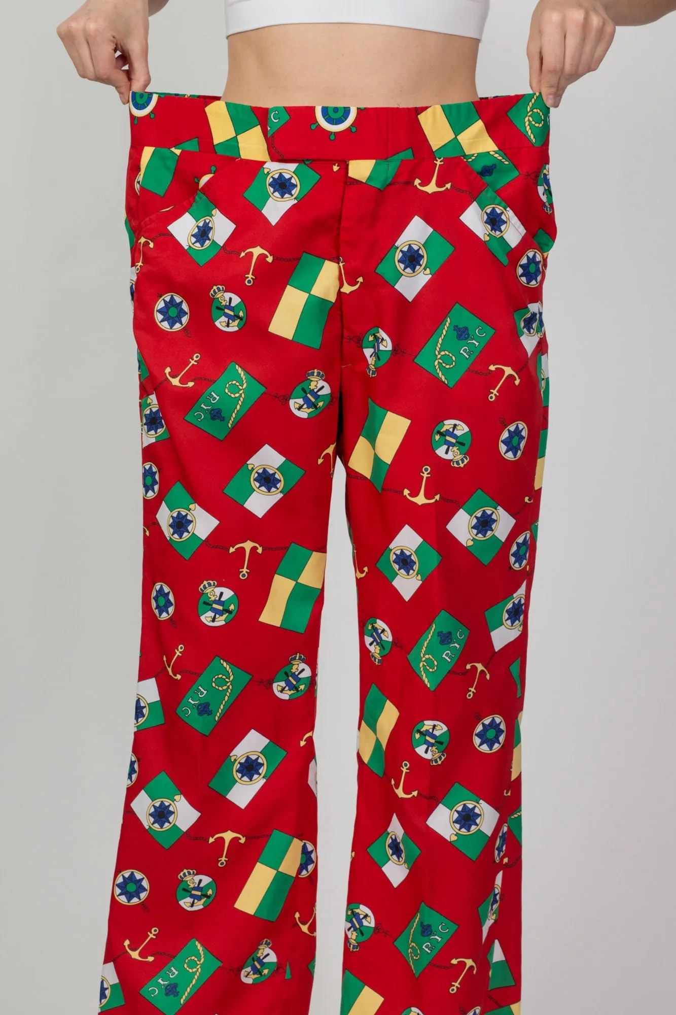 80s Izod Nautical Print High Waist Men's Pants - 36" Waist