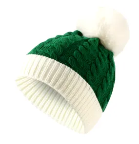 Adults Unisex Christmas Santa PomPom Beanie Hat in Green
