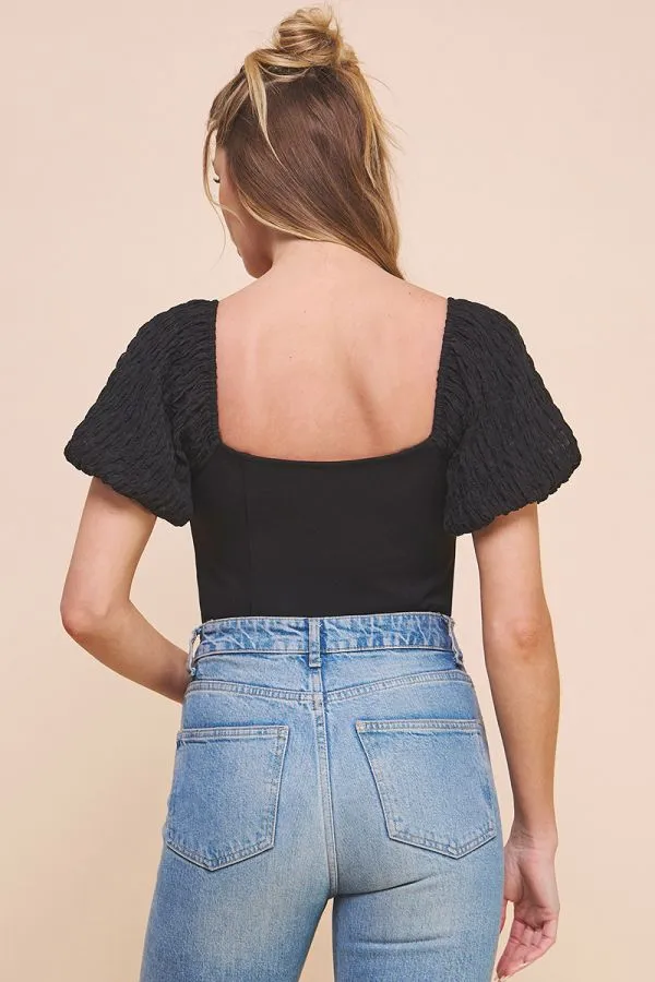 AE Square Neck Puff Sleeve Bodysuit
