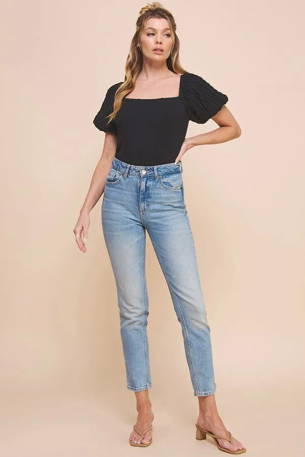 AE Square Neck Puff Sleeve Bodysuit
