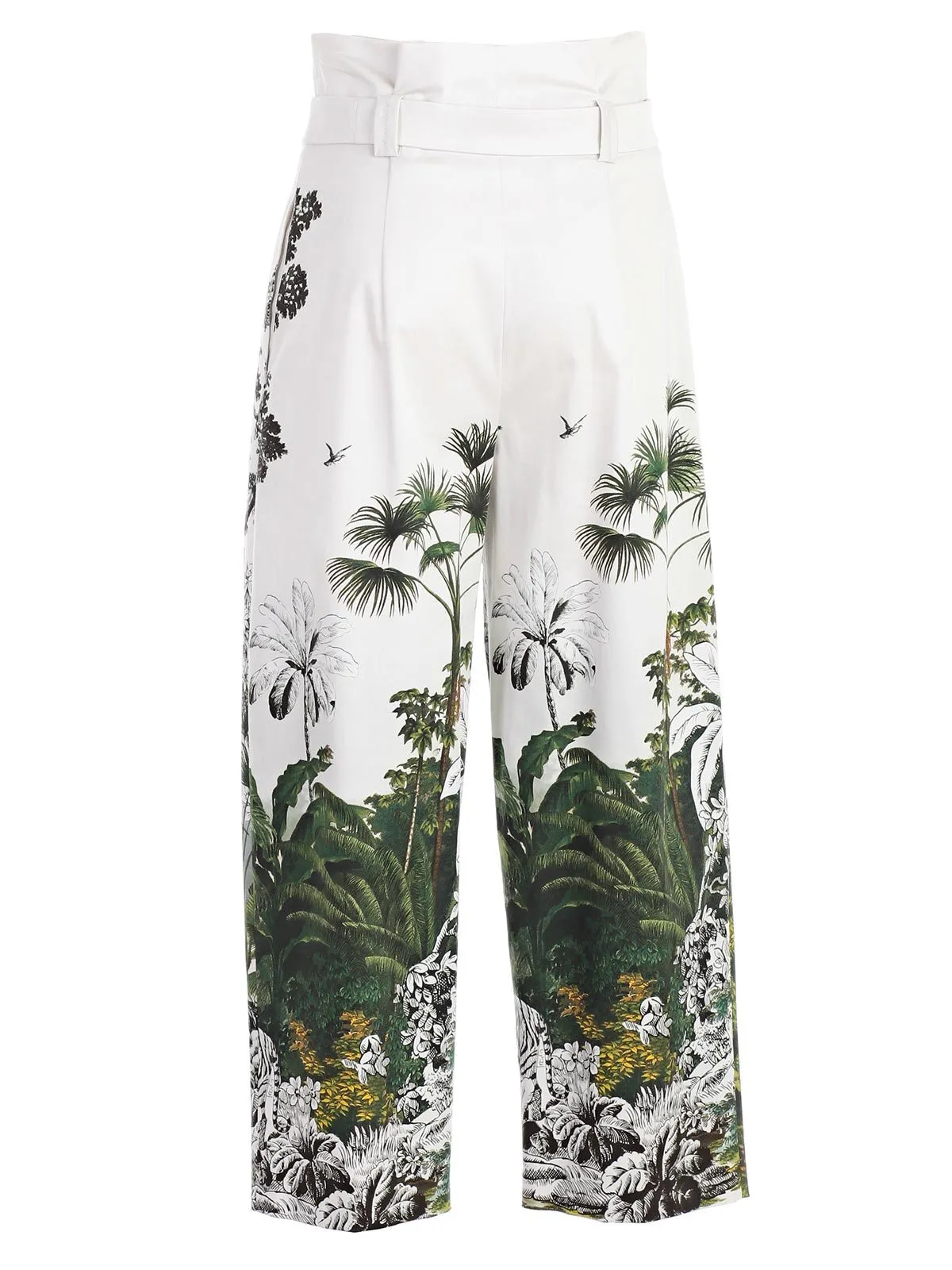 Alberta Ferretti Printed High Waist Wide-Leg Trousers