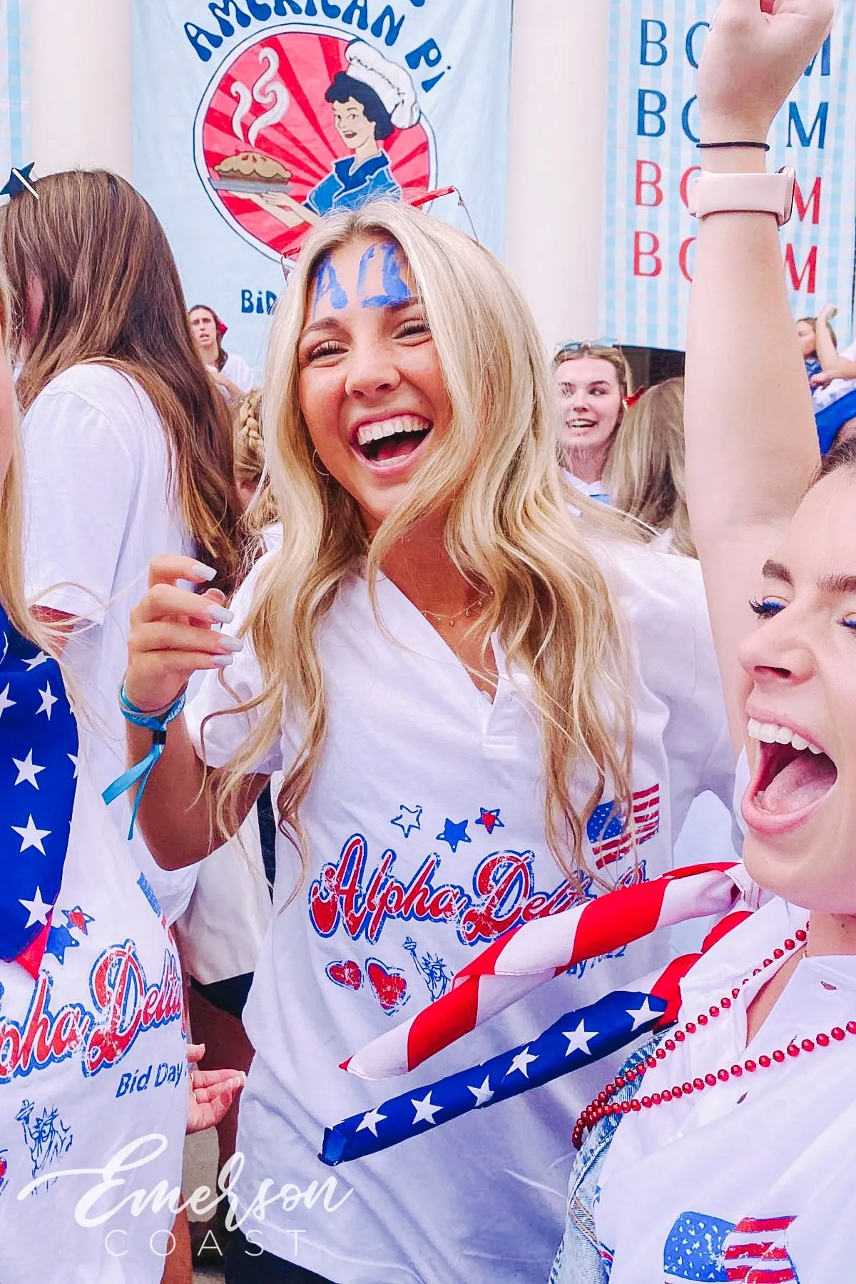 Alpha Delta Pi Bid Day American Themed Henley Tee