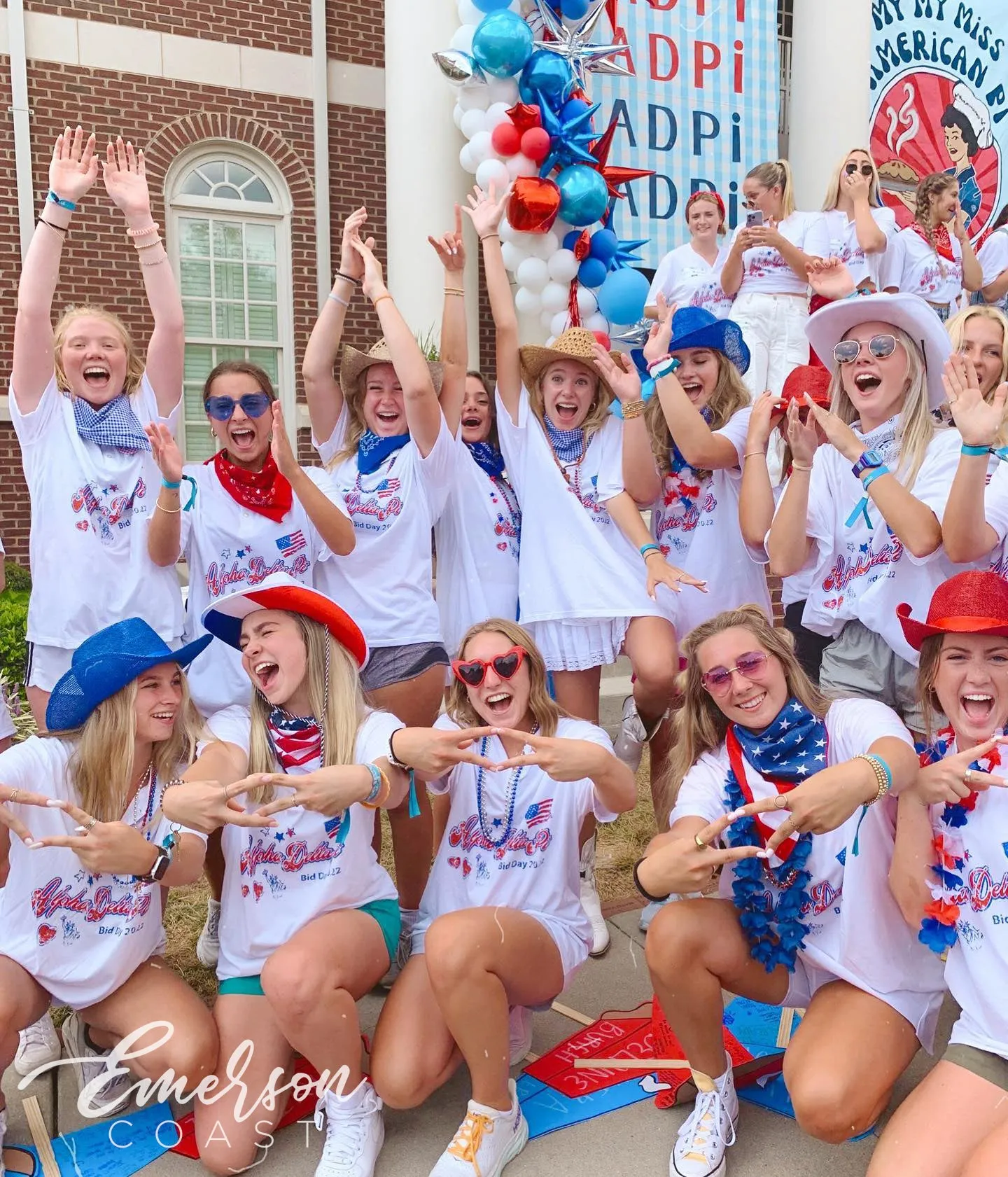 Alpha Delta Pi Bid Day American Themed Henley Tee