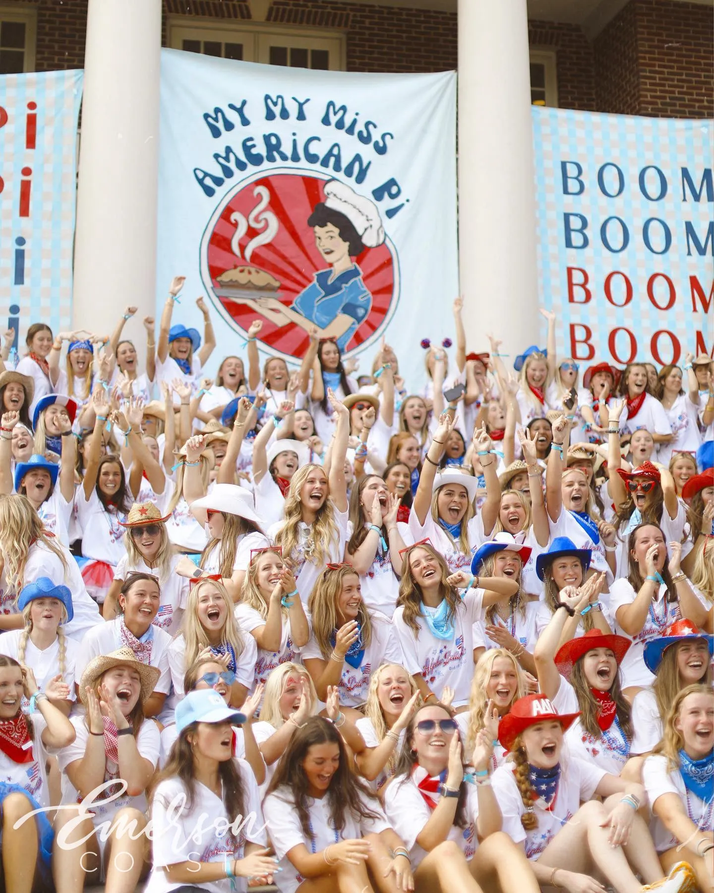 Alpha Delta Pi Bid Day American Themed Henley Tee