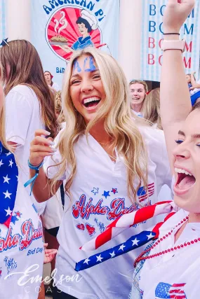 Alpha Delta Pi Bid Day American Themed Henley Tee