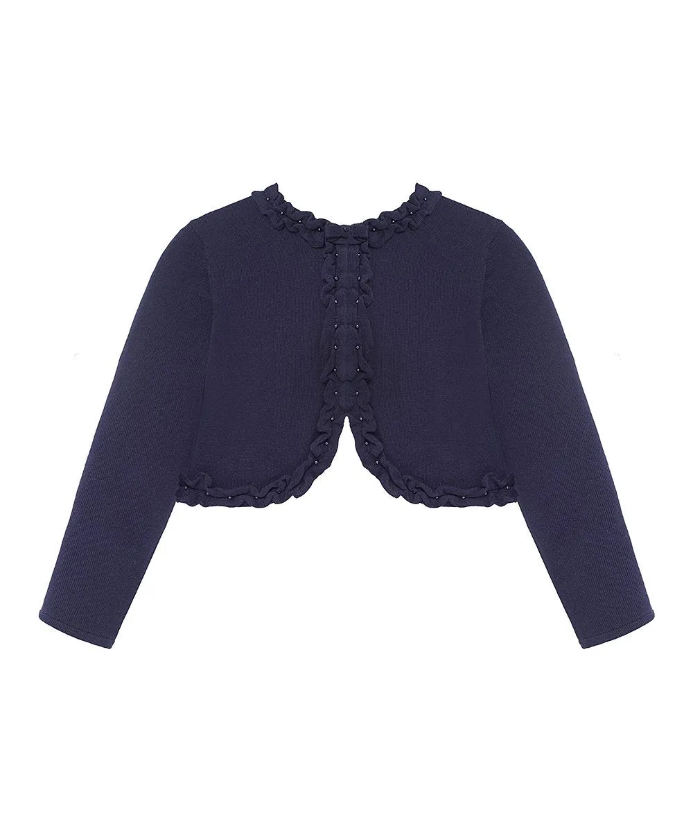 American Princess Navy Ruched Sweater Baby Girls Cardigan
