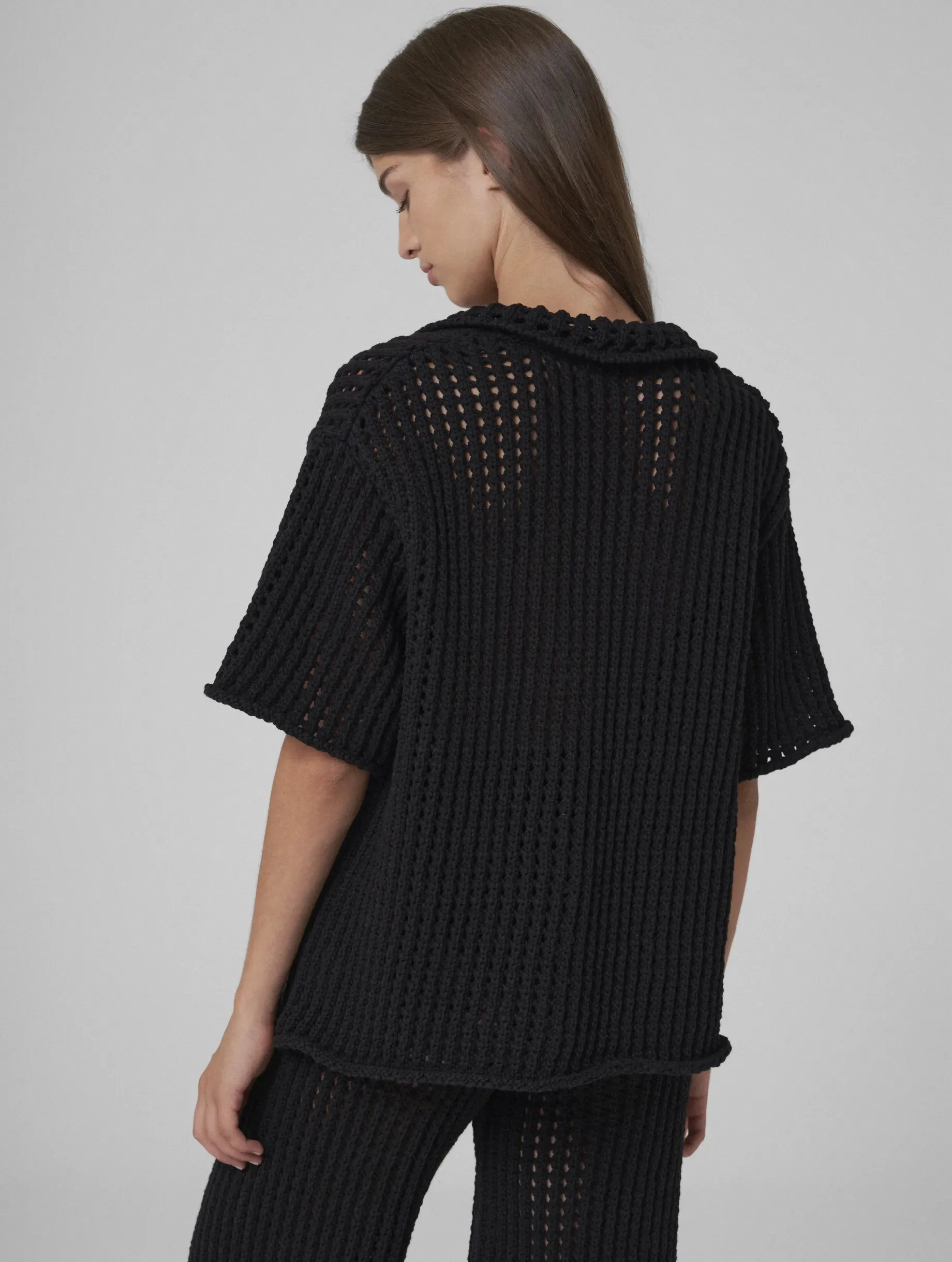 AMINA Open-knit cardigan black