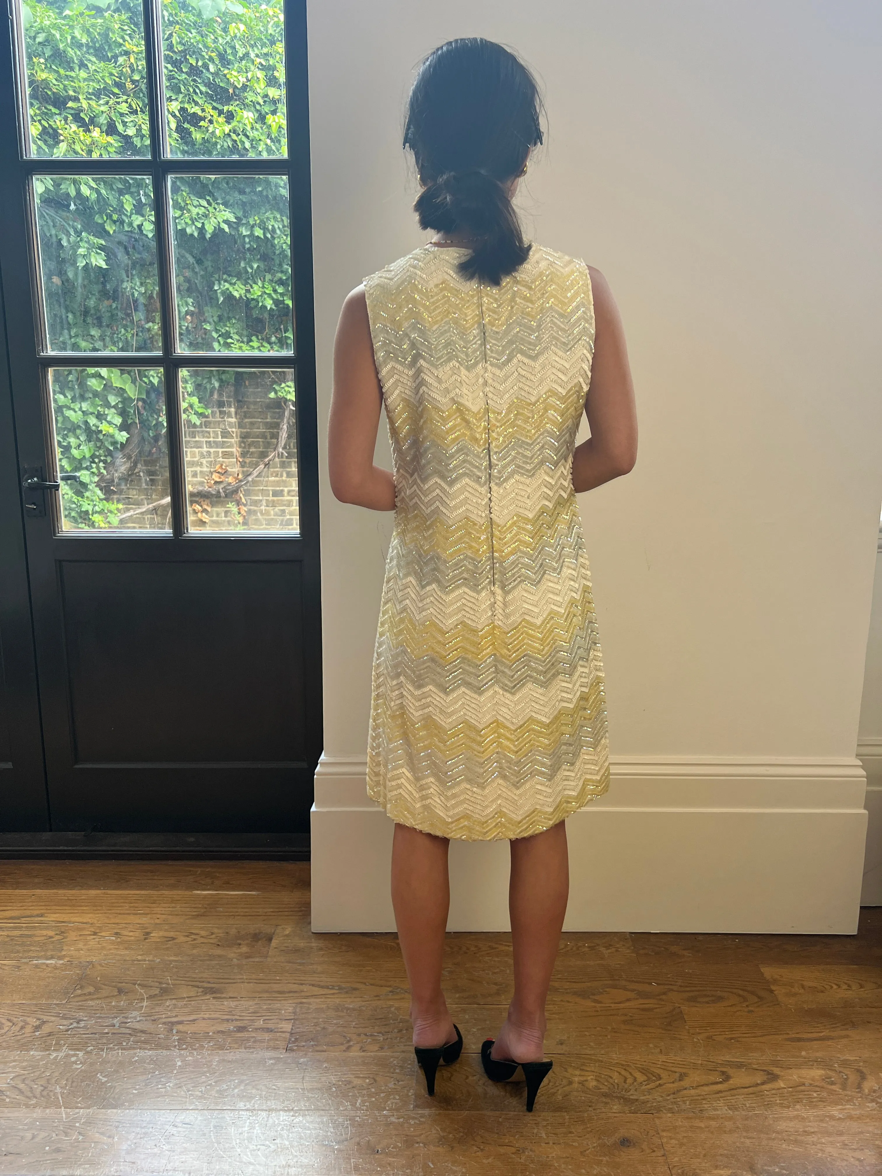 ARCHIVE - 1960s Dynasty Chevron Sequinned Shift Dress