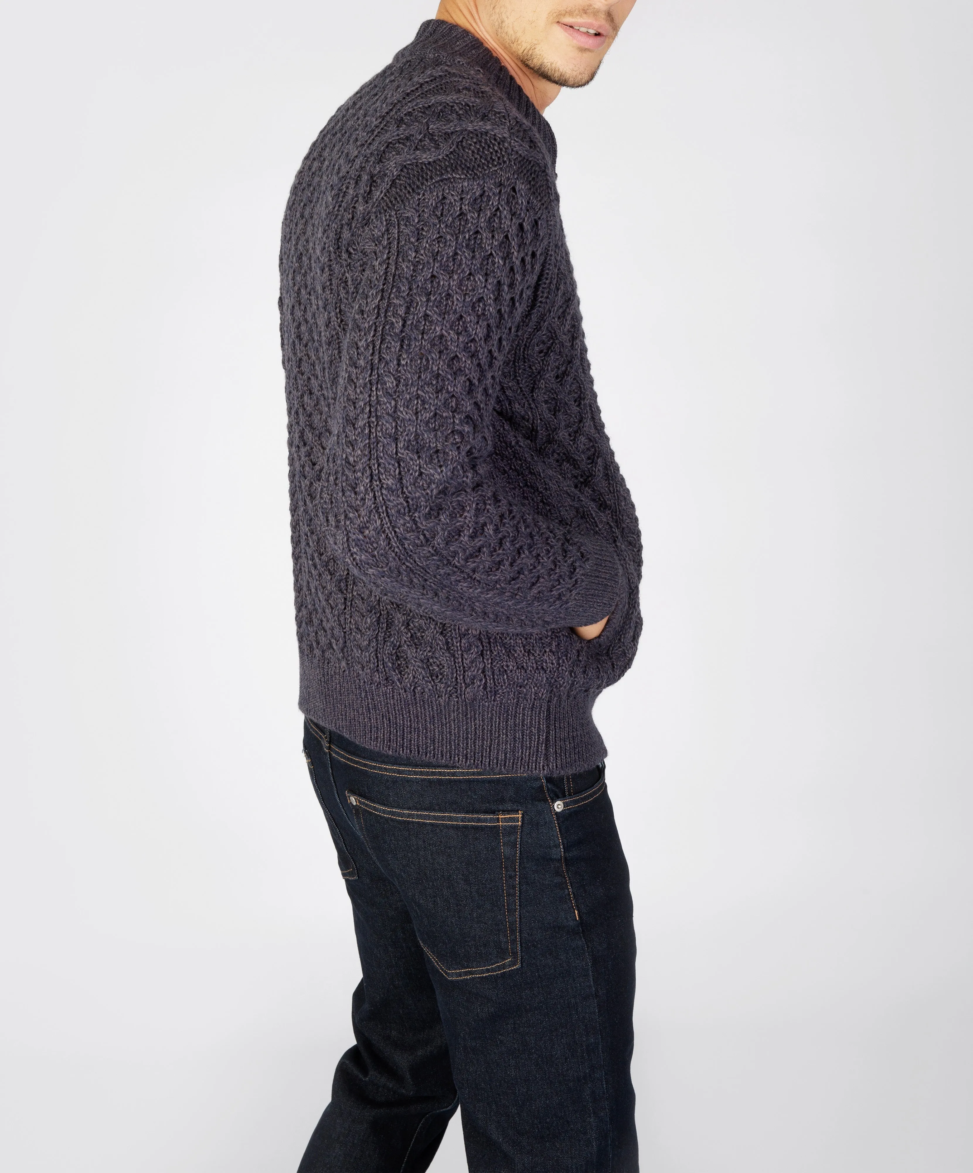 Ardross Aran Cardigan Navy Marl