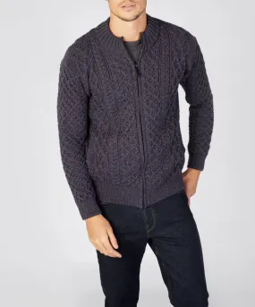 Ardross Aran Cardigan Navy Marl