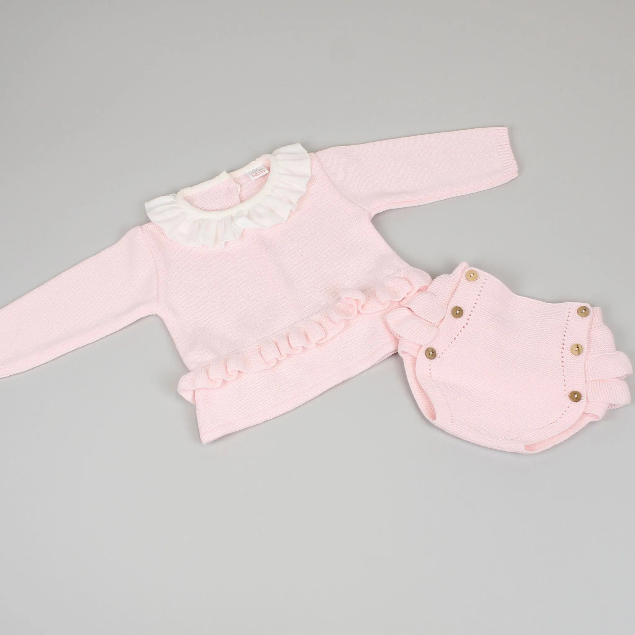 Baby Girls Pink Knitted Jumper With Jam Pants