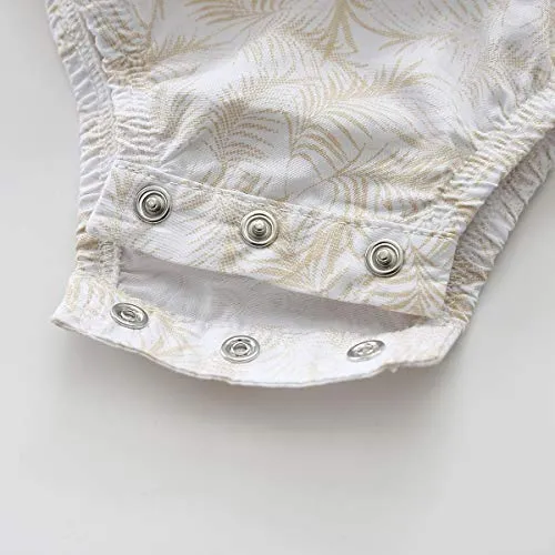 Baby Long Sleeves Bodysuit with Allover Leaves Print