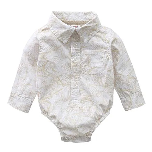 Baby Long Sleeves Bodysuit with Allover Leaves Print
