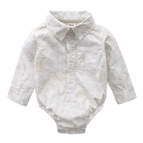 Baby Long Sleeves Bodysuit with Allover Leaves Print
