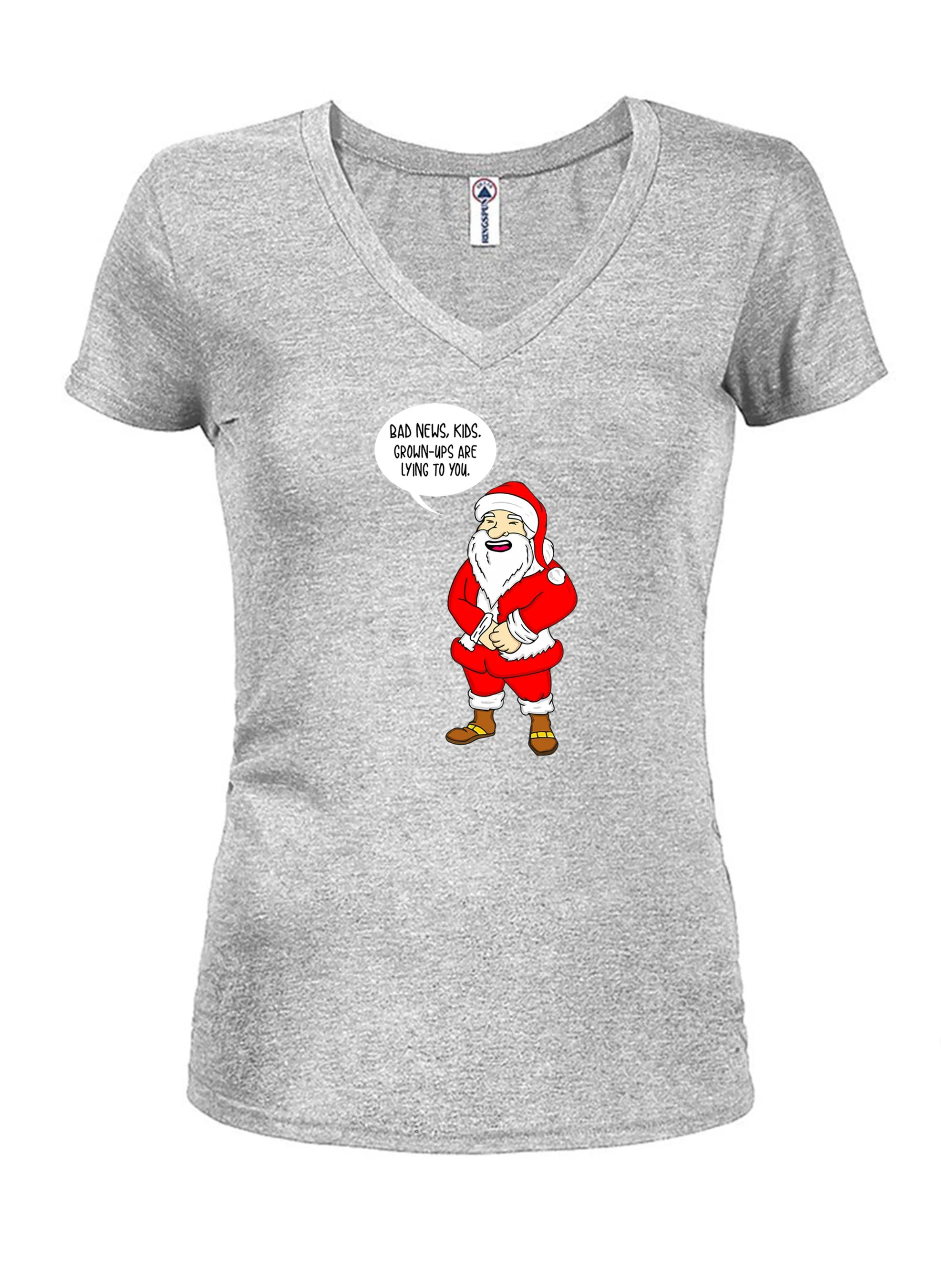 Bad News Kids. Grown-ups are lying to you Juniors V Neck T-Shirt