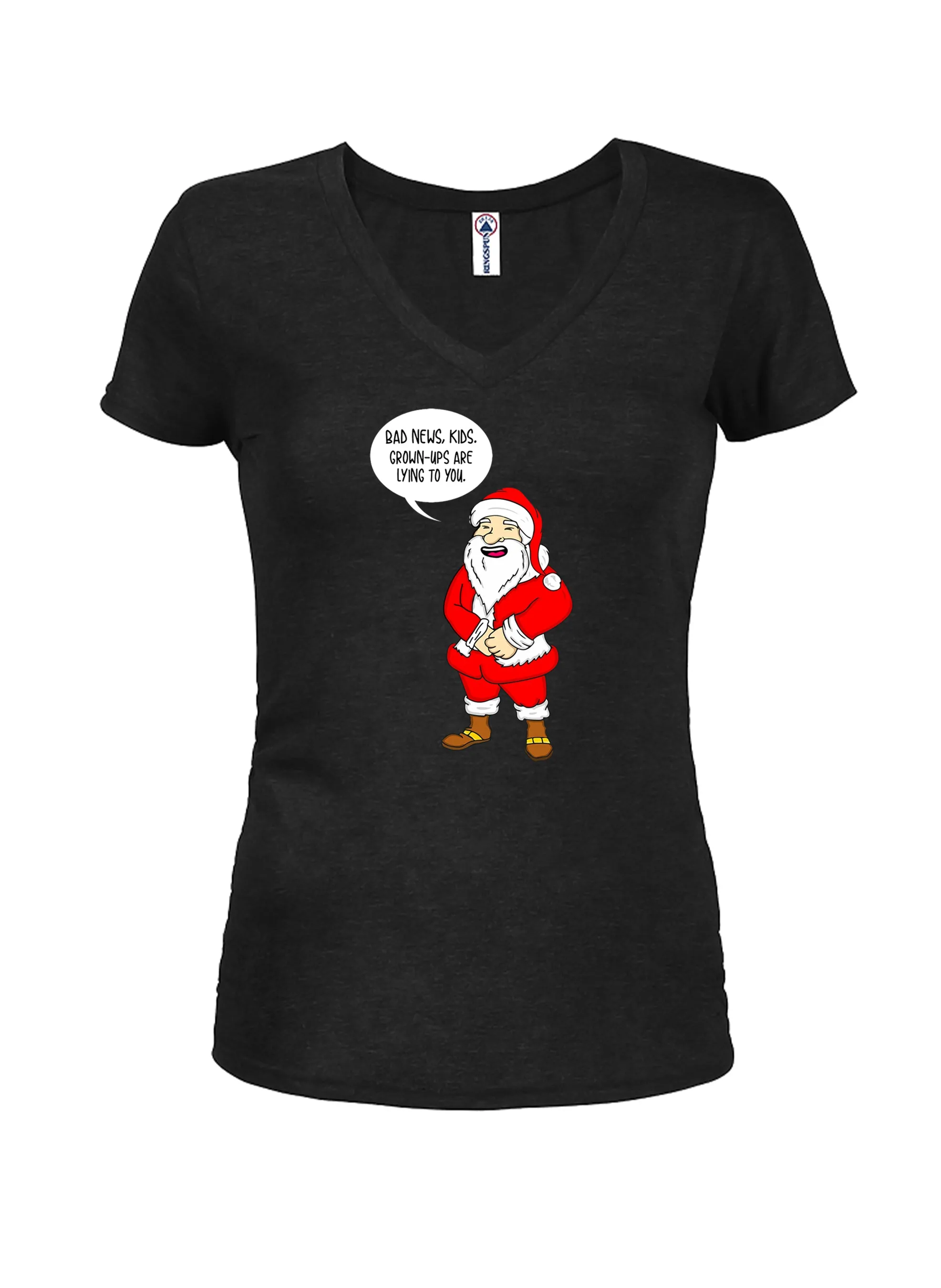 Bad News Kids. Grown-ups are lying to you Juniors V Neck T-Shirt