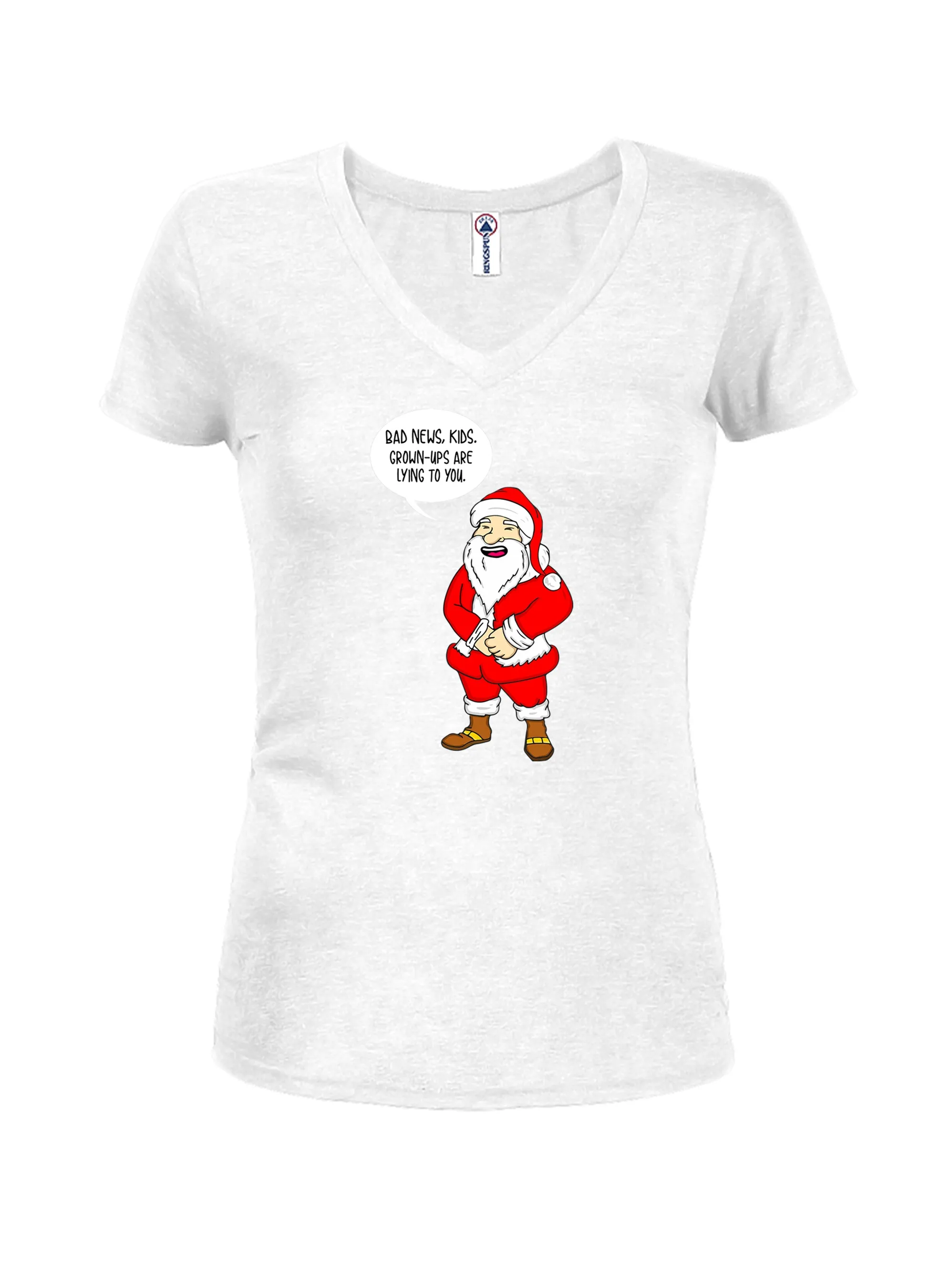 Bad News Kids. Grown-ups are lying to you Juniors V Neck T-Shirt