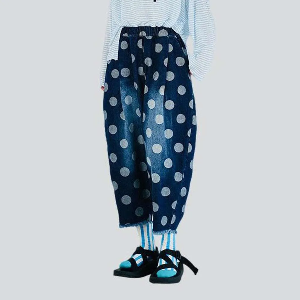 Baggy denim pants with bubbles