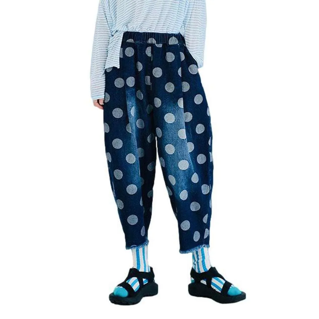 Baggy denim pants with bubbles
