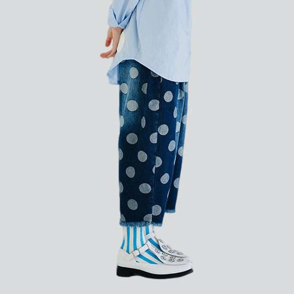 Baggy denim pants with bubbles