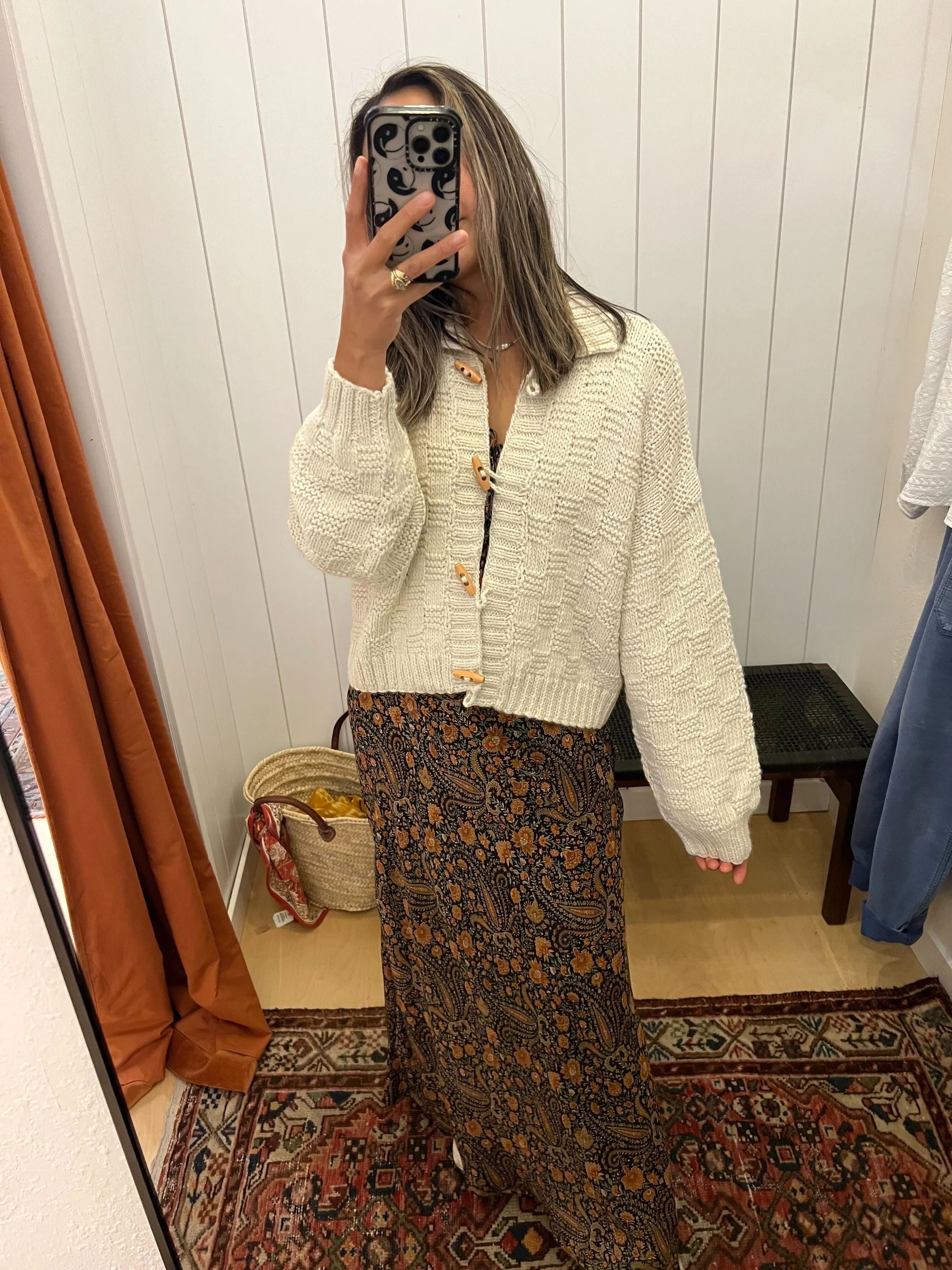 Basket Weave Cardigan - Crema