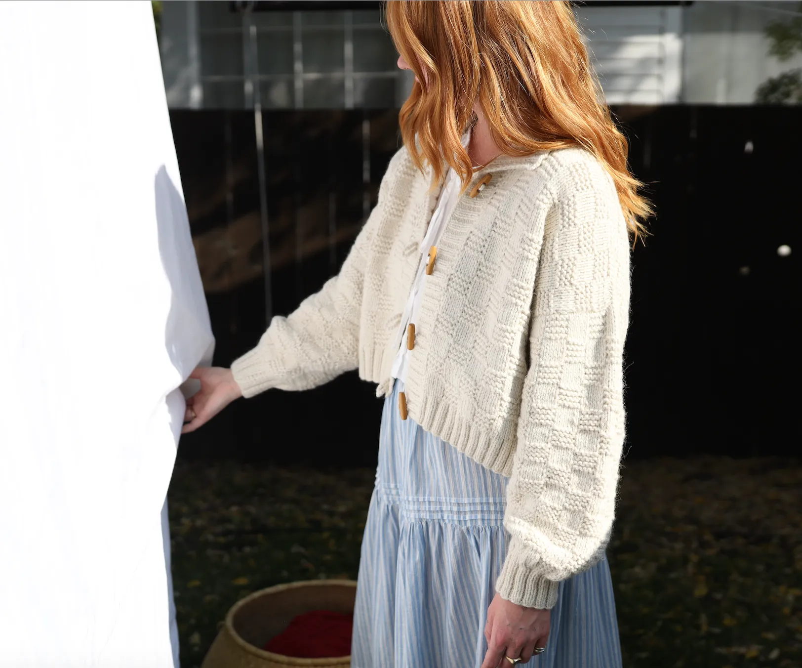 Basket Weave Cardigan - Crema