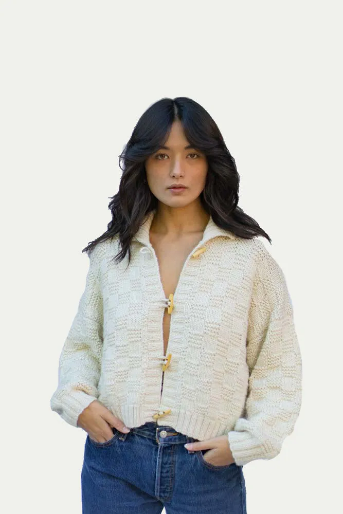 Basket Weave Cardigan - Crema