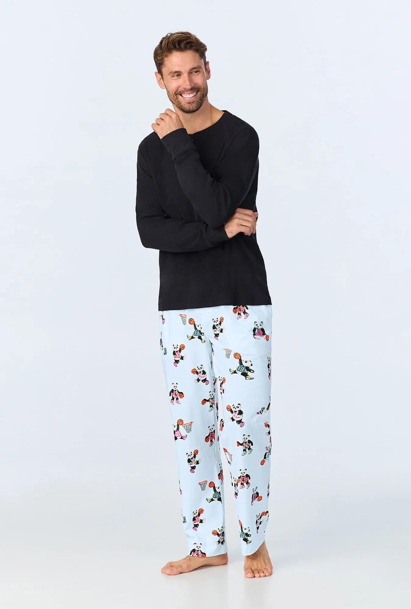 Bedhead x Bronwyn Newport Slam Dunk Men's Long Sleeve Henley Stretch Jersey PJ Set