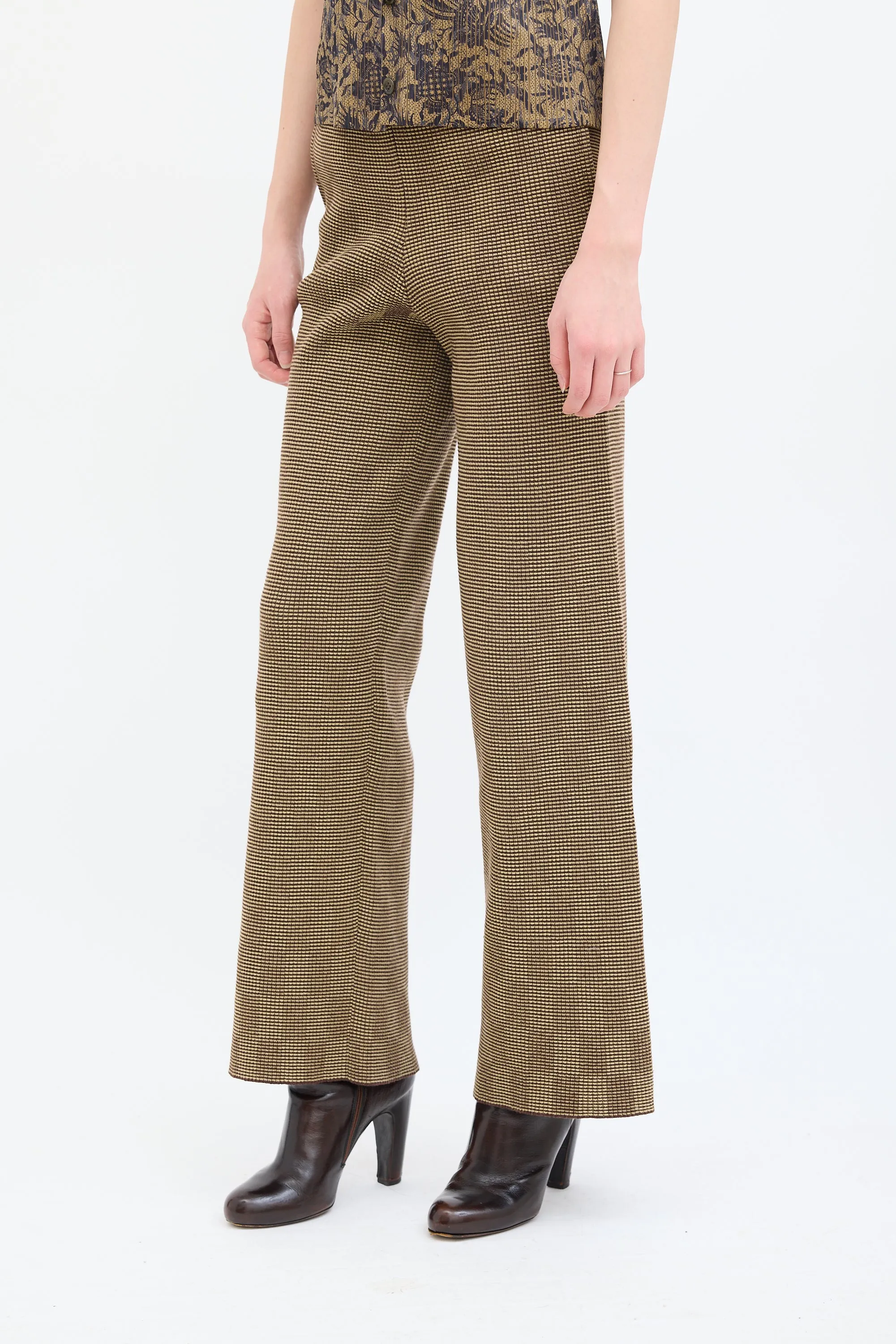 Beige & Brown Delusion Check Pant