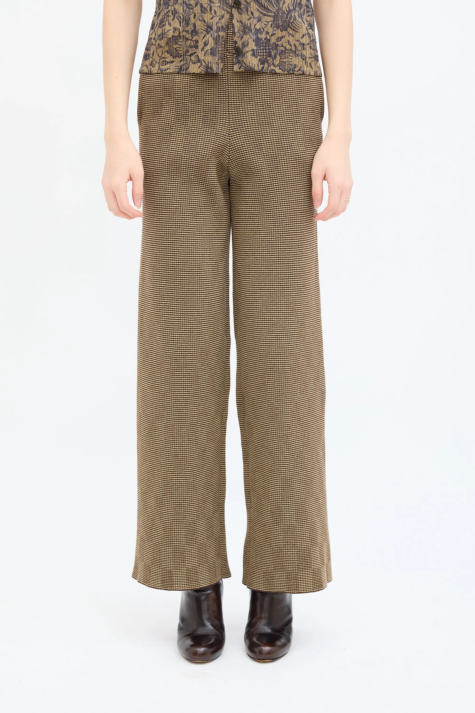 Beige & Brown Delusion Check Pant