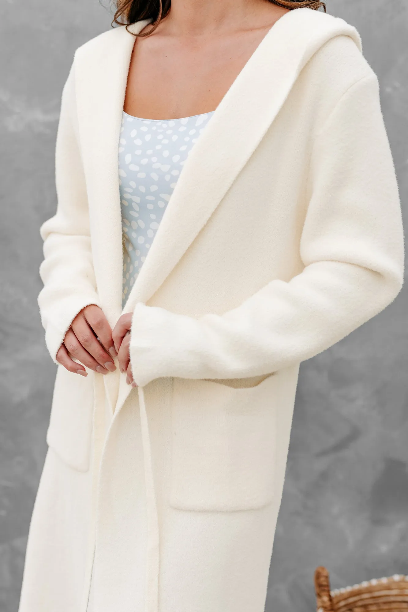 Better Days Are Coming Tie-Waist Hooded Cardigan/Coat (Ivory)
