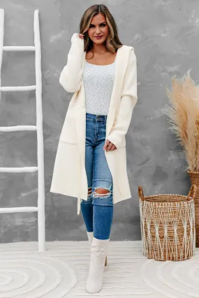 Better Days Are Coming Tie-Waist Hooded Cardigan/Coat (Ivory)