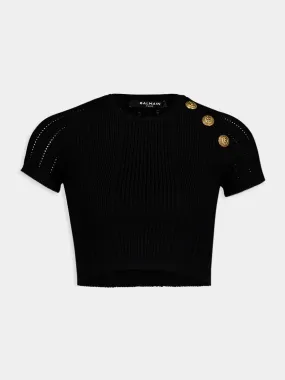 Black Buttoned Knit Top