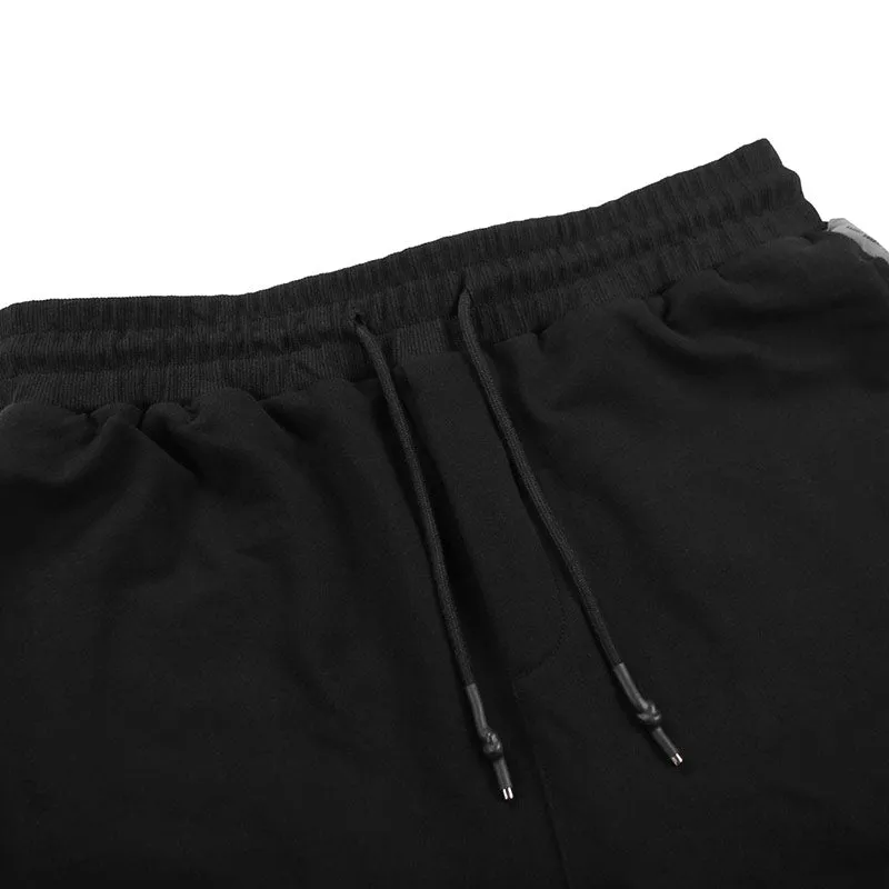 Black Plain Casual Reflective Stripes Jogger Pants