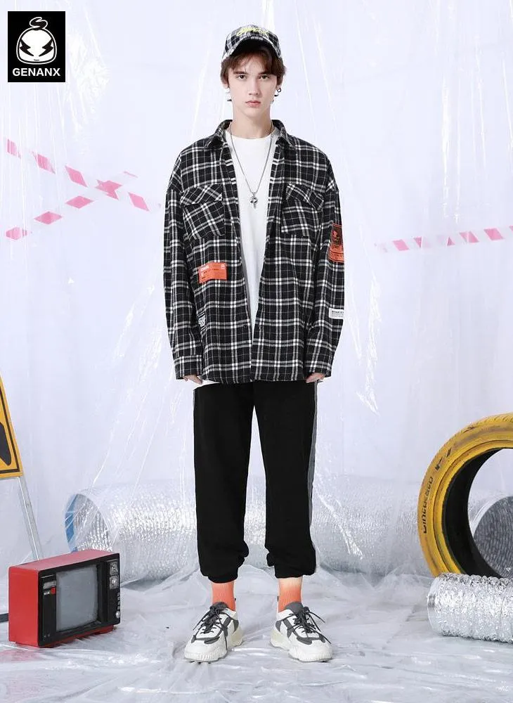 Black Plain Casual Reflective Stripes Jogger Pants