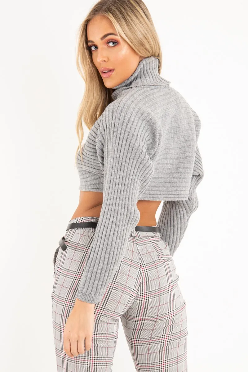 Black Red Check Belted Skinny Trousers - Jayani