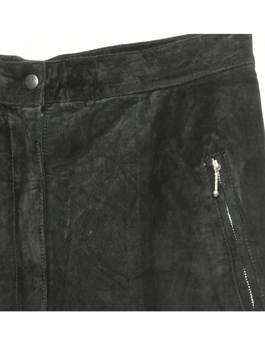 Black Suede Trousers - W30 L31