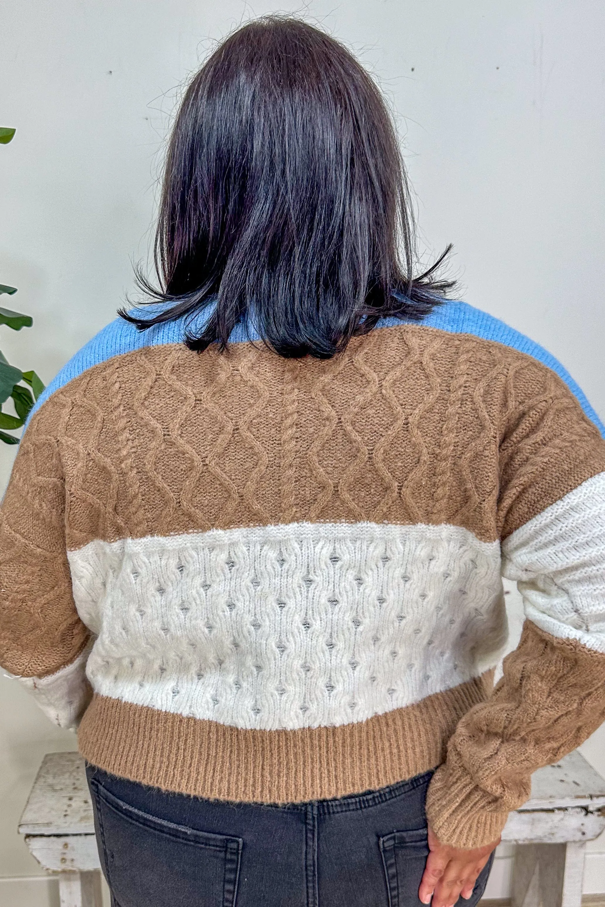 Blue & Mocha Colorblock Cardigan